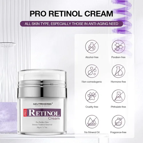 Vista 7 de Neutriherbs Crema de retinol para cara, hidratante facial de noche rica en vitamina A, reduce las líneas finas y suaviza las arrugas, cuidado