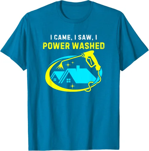 Vista 10 de Camiseta con texto en inglés "I Came, I Saw, I Power Washed Funny Power Washing", Negro