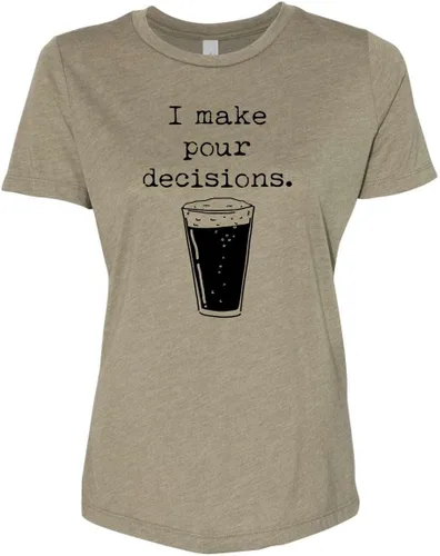Vista 6 de Cute Women's Screen Printed Crew Neck Tee, Shirts With Sayings, Dusty Blue or Olive