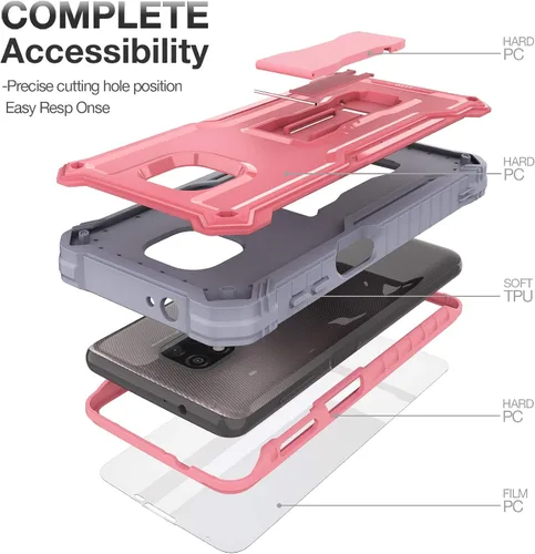Vista 5 de FITO Funda para Moto G Power 2021, doble capa a prueba de golpes, resistente, compatible con teléfono Motorola Moto G Power 2021 con protector