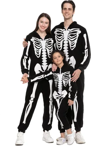 Vista 6 de Spooktacular Creations Pijama de esqueleto a juego para la familia para adultos, disfraz de Halloween, fiesta temática de cosplay