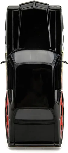 Vista 8 de 1971 Pontiac GTO Negro con Gráficos de Llama Bigtime Muscle Series 1/24 Diecast Model Car 35022
