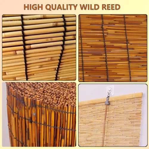 Vista 3 de Persianas de bambú de tamaño personalizado para ventanas, persianas de bambú, cortinas de caña impermeables anti-UV, persianas de bambú