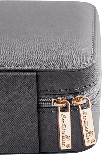 Vista 7 de SANQIANWAN Joyero de viaje de cuero de lujo para mujer, estuche de viaje portátil, anillos, aretes, collar, organizador multifuncional, regalo