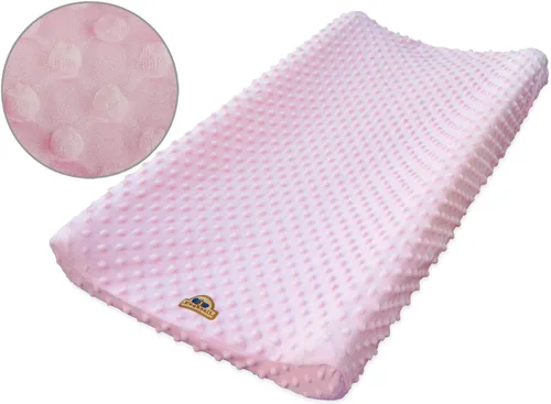 Vista 2 de BlueSnail Funda para cambiador de puntos ultra suave Minky 2 unidades (gris + rosa, 2 unidades)