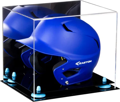 Vista 170 de Better Display Cases Vitrina acrílica para casco de bateo de béisbol con espejo, elevadores rosados, montaje en pared y base de espejo (V22/A012)