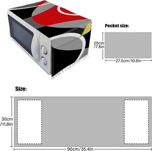 Vista 4 de Funda para horno de microondas, a prueba de polvo, aceite, protector de máquina de lino, cubierta decorativa para electrodomésticos de cocina