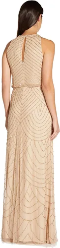 Vista 3 de Adrianna Papell Vestido estilo blusa con cuentas Art Deco para mujer con escote halter