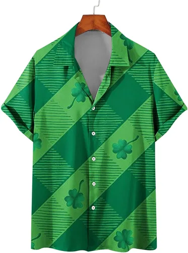 Vista 2 de Camiseta del día de San Patricio para hombre o mujer, sudadera irlandesa casual con cuello redondo, blusas de trébol, camiseta deportiva de verano