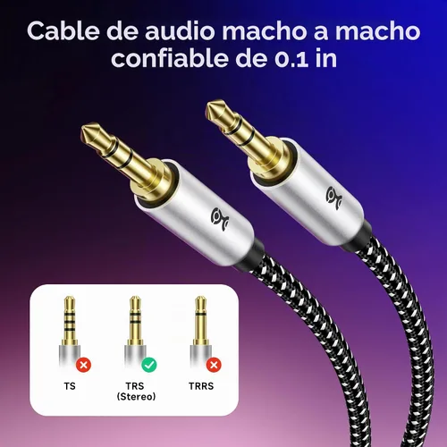 Vista 2 de Cable Matters Paquete de 2 cables de audio de 0.1 in, cable auxiliar, 3