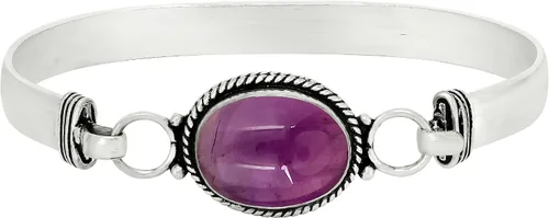 Vista 2 de Pulseras de piedras preciosas ovaladas naturales para mujer Amatista