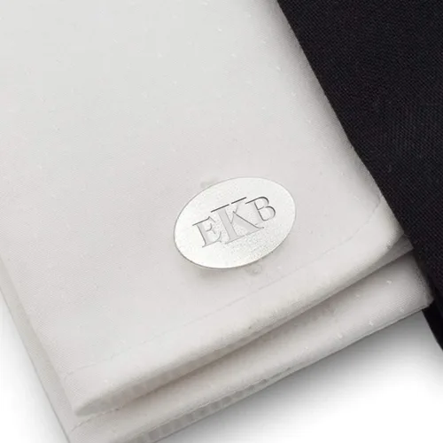 Vista 2 de Sterling silver cufflinks Monogrammed cufflinks Mens birthday gift Wedding Groomsmen, Gift Message, Box, Handmade