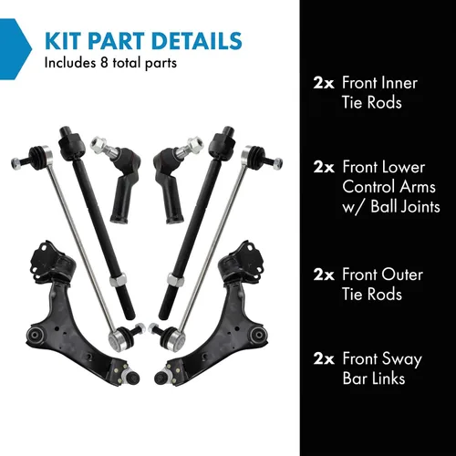 Vista 2 de TRQ Kit de dirección delantera y suspensión brazo de control con barra estabilizadora de rótula estabilizadora de acoplamiento compatible con Volvo