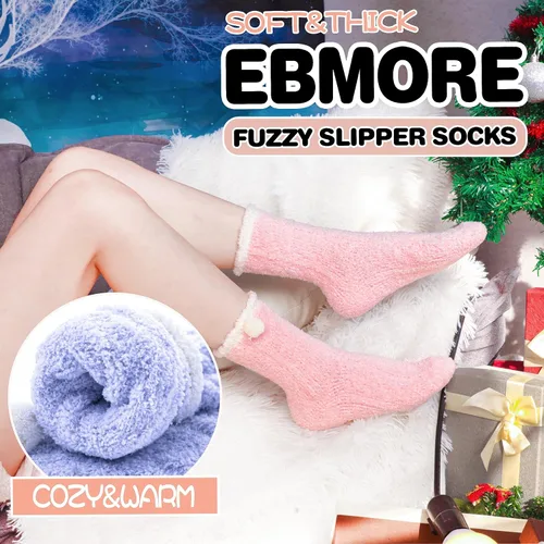 Vista 3 de EBMORE Womens Fuzzy Socks Slipper Fluffy Cozy Comfy Cabin Plush Warm Winter Sleep Home Soft Socks