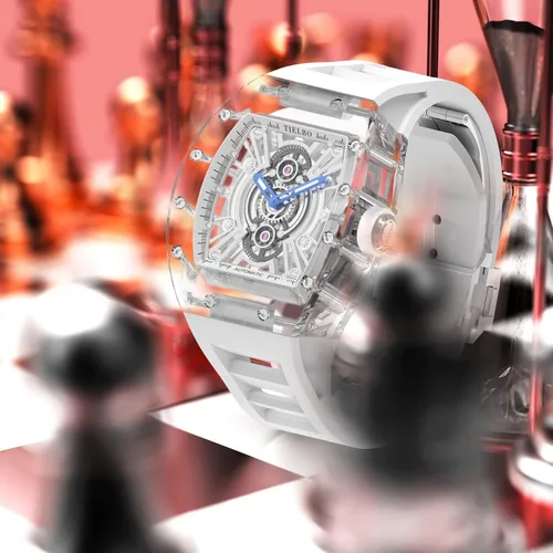Vista 5 de TIELBO Automatic Mechanical Watch Sports Fashion Watches - Mens Watches - Dress Couple Business Casual Hollow Transparent Waterproof Watch