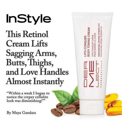 Vista 5 de Dermelect Lipo Conquer Crema tonificante corporal para cuerpo Crema antienvejecimiento con retinol, cafeína, ginkgo biloba, tensora y reafirmante