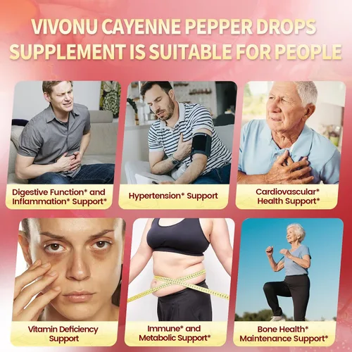 Vista 4 de Suplemento líquido de gotas de pimienta de cayena + tecnología liposomal 98% de absorción, soportes* vena de piernas, corazón y vasos sanguíneos*