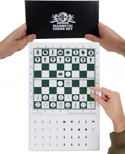 Vista 10 de WE Games Juego de ajedrez magnético de viaje mini – Tablero plegable de 6 pulgadas con piezas duraderas de vinilo y reinas extra – Juego de ajedrez