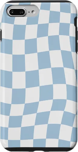 Vista 12 de Funda estética pastel azul claro remolino a cuadros para iPhone 16