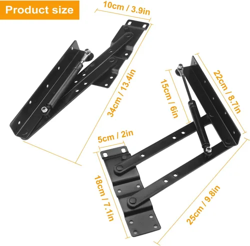 Vista 2 de 1 par de bisagras plegables y de elevación, bisagra hidráulica de elevación de alta resistencia para hardware de mecanismo del hogar, herramienta