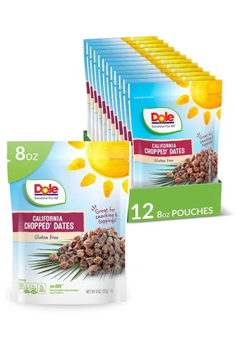 Vista 4 de Dole California Dátiles picados, frutas secas, aperitivo sin gluten, bolsa de 8 onzas