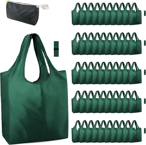 Vista 67 de BeeGreen Bolsas de comestibles reutilizables de Navidad con bolsa de almacenamiento con cremallera, paquete de 10 bolsas de compras reutilizables a