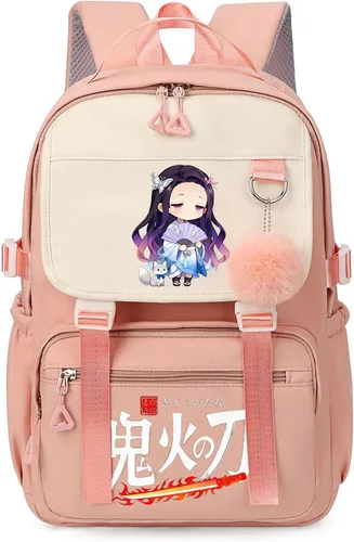 Vista 10 de Mochila de anime para niñas con puerto de carga USB 20L, mochila escolar para adolescentes, mochila grande para computadora portátil para viajes uso
