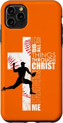Vista 11 de iPhone 15 Naranja Cristiano Baseball Pitcher Regalos Adolescente Niños Hombres Teléfono Case