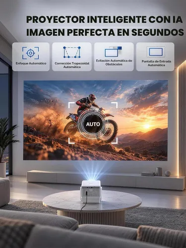 Vista 6 de Proyector inteligente 4K 4100ANSI con WiFi y Bluetooth, enfoque automático Mejora Blancanieves