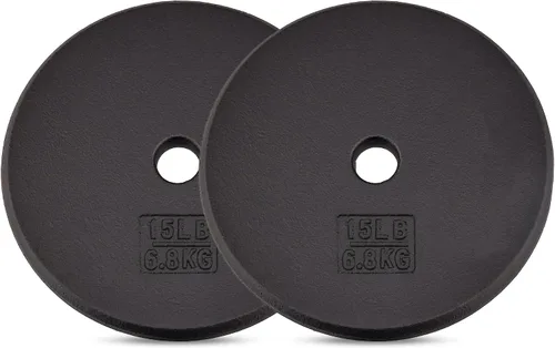 Vista 8 de Yes4All Standard Weight Plates, 1-Inch Cast Iron Barbell Weights, Wide Range 5–50 LB, Ideal for Strength Training & Workout Routine, Available in