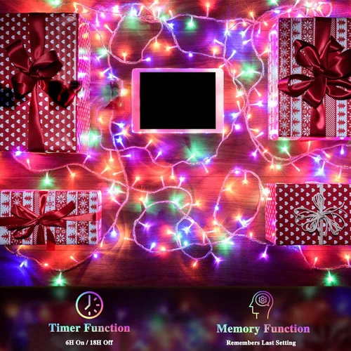 Vista 4 de Guirnalda de 240 luces LED multicolor de 88 pies para interiores y exteriores, luces conectables para árbol de Navidad, impermeables, 8 modos