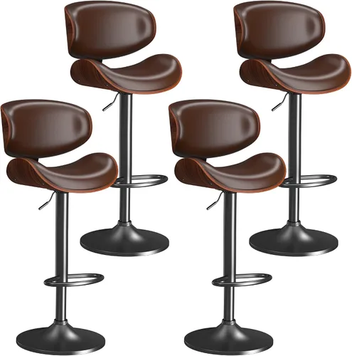 Vista 16 de YaFiti Taburetes de bar modernos giratorios, taburetes de bar altura de mostrador con respaldo para bar, cocina, comedor, color marrón