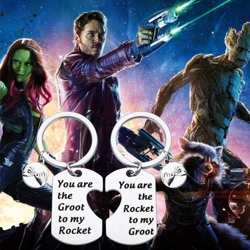 Vista 7 de TGBJE - Llavero de mapache con texto en inglés "You are The Groot to My Rocket You are The Rocket to My Groot Galaxy Groot