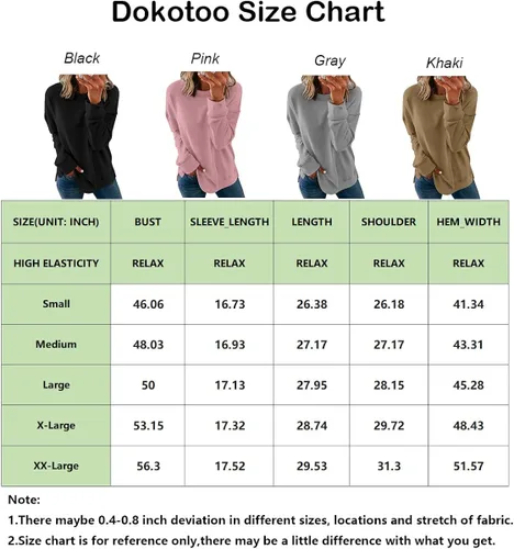 Vista 7 de Dokotoo Sudadera casual con cuello redondo para mujer, holgada, suave, de manga larga
