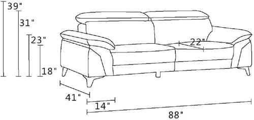 Vista 12 de Blackjack Furniture Naples Sofá de cuero italiano genuino de grano superior con reposacabezas ajustables, 88 pulgadas, azul abeto
