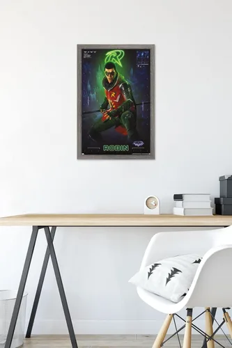 Vista 6 de Trends International DC Comics Gotham Knights - Póster de pared de Robin, 14.725 x 22.375 pulgadas, versión enmarcada de madera de granero
