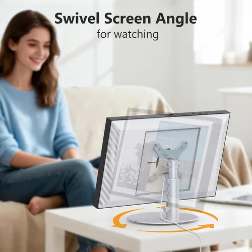 Vista 2 de Rotating Stand for Echo Show 15/21, 4-Level Height, Adjustable Tilt