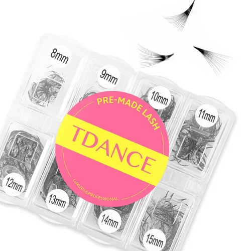 Vista 14 de TDANCE 600 abanicos, extensiones de pestañas prefabricadas de longitud mixta, naturales y de volumen, abanicos de pestañas prefabricadas 5D-24D