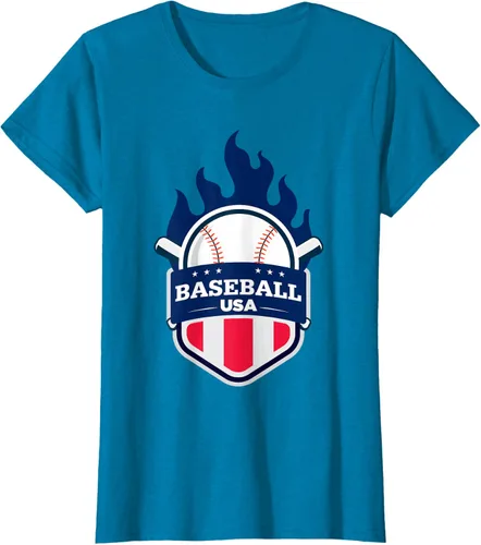 Vista 78 de Baseball USA Support the Team Shirt - Camiseta con la bandera de Estados Unidos, Blanco, S