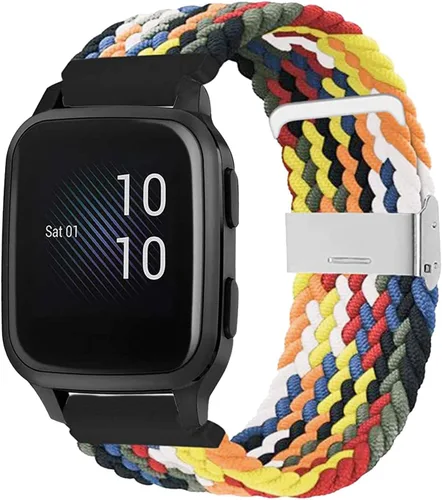 Vista 7 de Abanen Correa de reloj elástica trenzada para Garmin Vivoactive 6/5/Venu Sq/Venu 2 Plus, 0.787 pulgadas, correa de nailon elástico suave con cierre