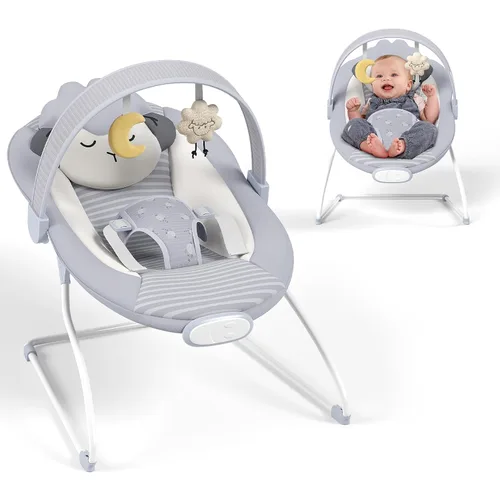 Vista 10 de Bouncer portátil para bebés con movimiento y música para bebés Verde