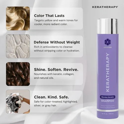 Vista 7 de KERATHERAPY Champú tonificante violeta totalmente rubio con infusión de queratina, 10.1 onzas líquidas, 10.1 fl oz, champú violeta para cabello