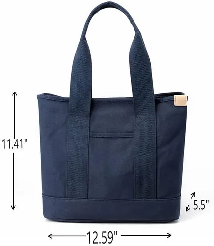 Vista 3 de Bolso cruzado de lona para mujer, bolso de hombro con múltiples bolsillos con cremallera, bolso de mano, bolso hobo, bolsa de uso diario