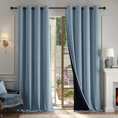 Vista 10 de Anmao Cortinas opacas gruesas con textura pesada para sala de estar de 84 pulgadas de largo, juego de 2 paneles con ojales para oscurecer