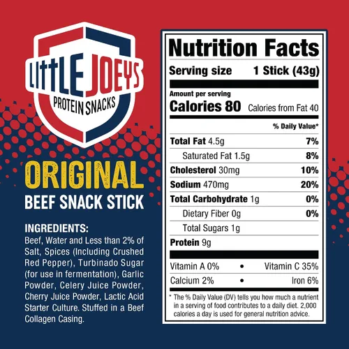 Vista 2 de Little Joeys Palitos de carne de jalapeño – Caja de 6 unidades – Bocadillos de carne altos en proteínas para adultos y niños – Apto para dieta