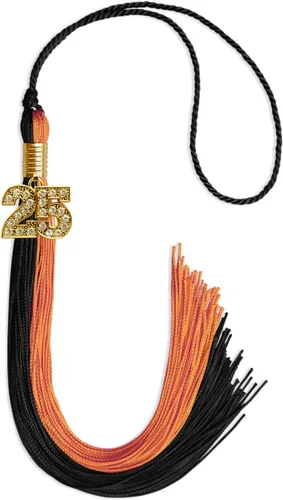 Vista 16 de Endea Graduation Borla de doble color con dije dorado (negro/oro brillante, 2022)