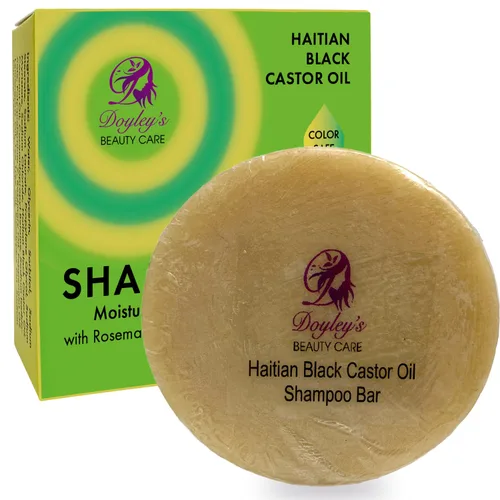 Vista 2 de Doyley's - Barra de champú hidratante de aceite de ricino negro haitiano de 5 onzas, suaviza y desenreda, para cabello más grueso, color seguro