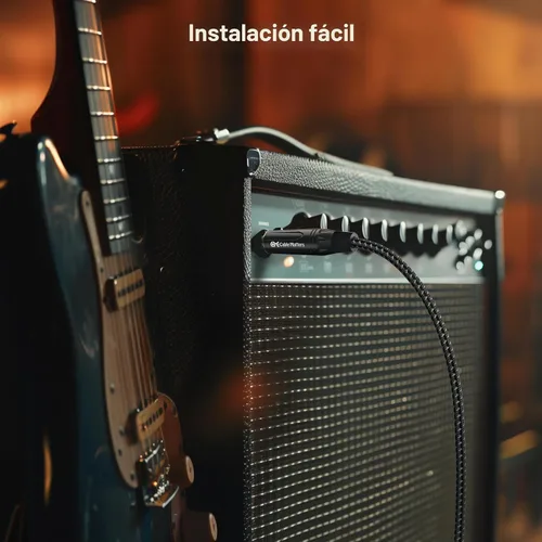 Vista 3 de Cable Matters Paquete de 2 cables trenzados de guitarra TS a TS de 1/4 de pulgada, 3 pies