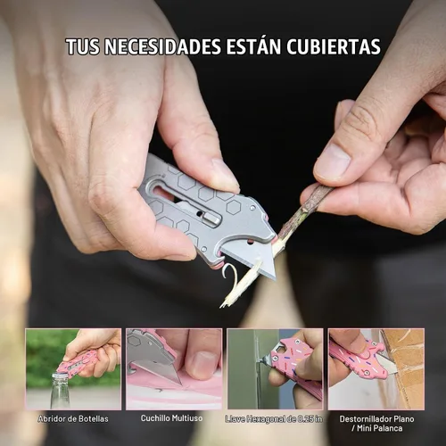 Vista 4 de OKNIFE Otacle EDC - Cuchillo utilitario retráctil, cuchillo para abrir cajas, herramienta multifuncional con cortador de cinturón, abridor