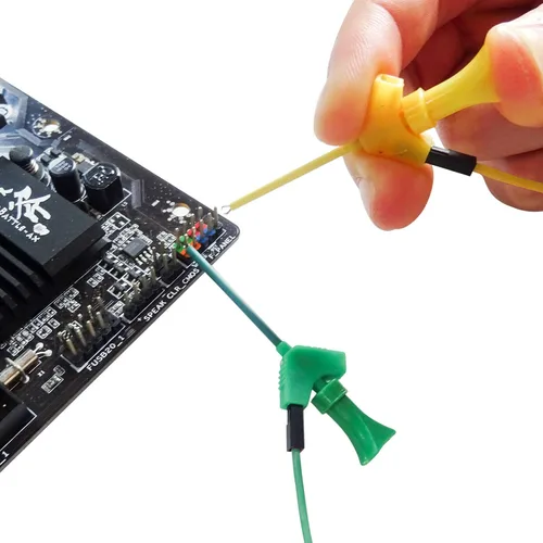 Vista 6 de Goupchn Clips de gancho de prueba SMD IC con cables de puente de silicona Kit de cables de prueba para analizador lógico 5